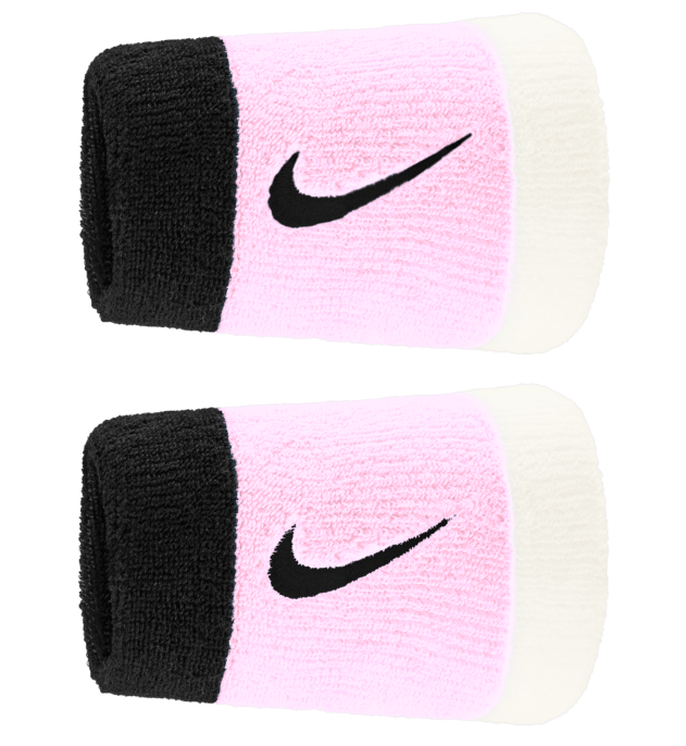 Nike Swoosh Doublewide Wristband 2 Pack - (Pink/Black)