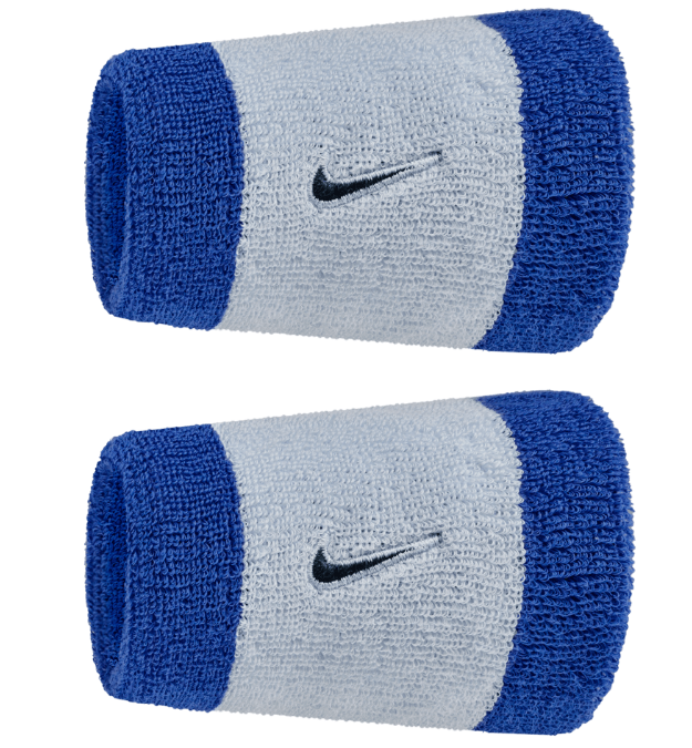 Nike Swoosh Doublewide Wristband 2 Pack - (Blue/White)