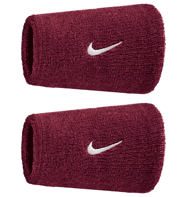 Nike Swoosh Doublewide Wristband 2 Pack - (Burgandy)