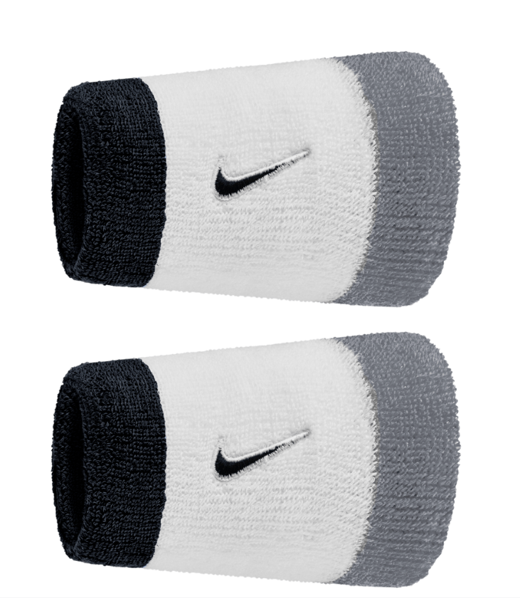 Nike Swoosh Doublewide Wristband 2 Pack - (Grey/White/Black)