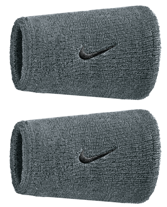 Nike Swoosh Doublewide Wristband 2 Pack - (Grey)