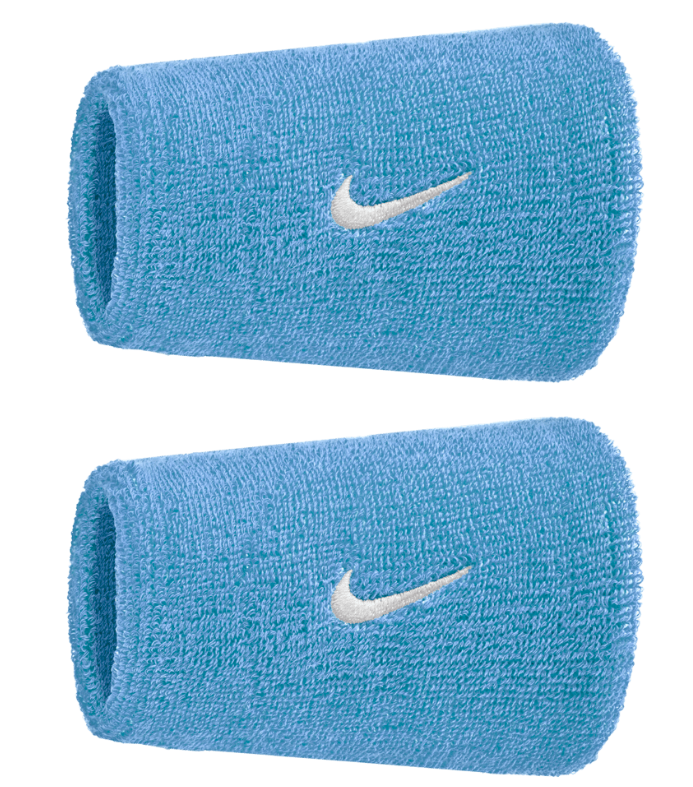 Nike Swoosh Doublewide Wristband 2 Pack - (Light Blue)