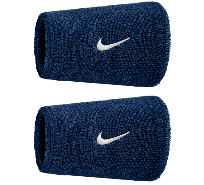 Nike Swoosh Doublewide Wristband 2 Pack - (Navy Blue)