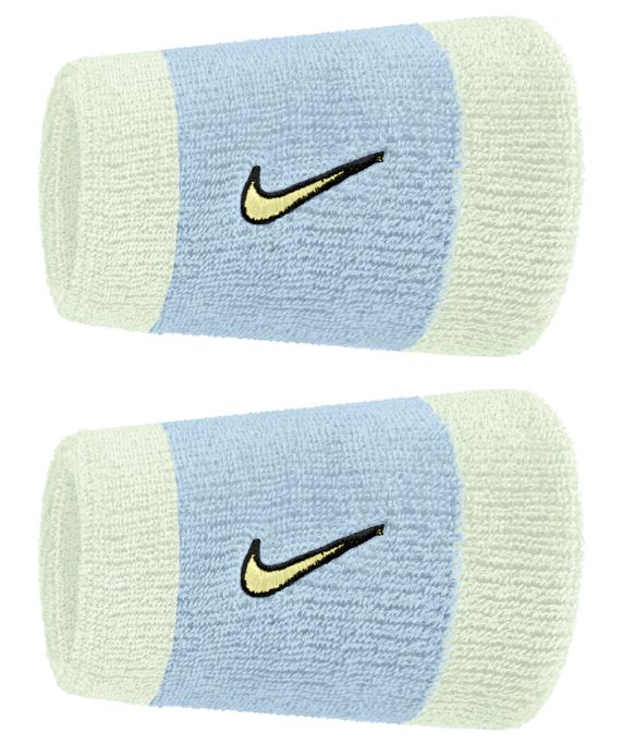 Nike Swoosh Doublewide Wristband 2 Pack - (Blue/Green)