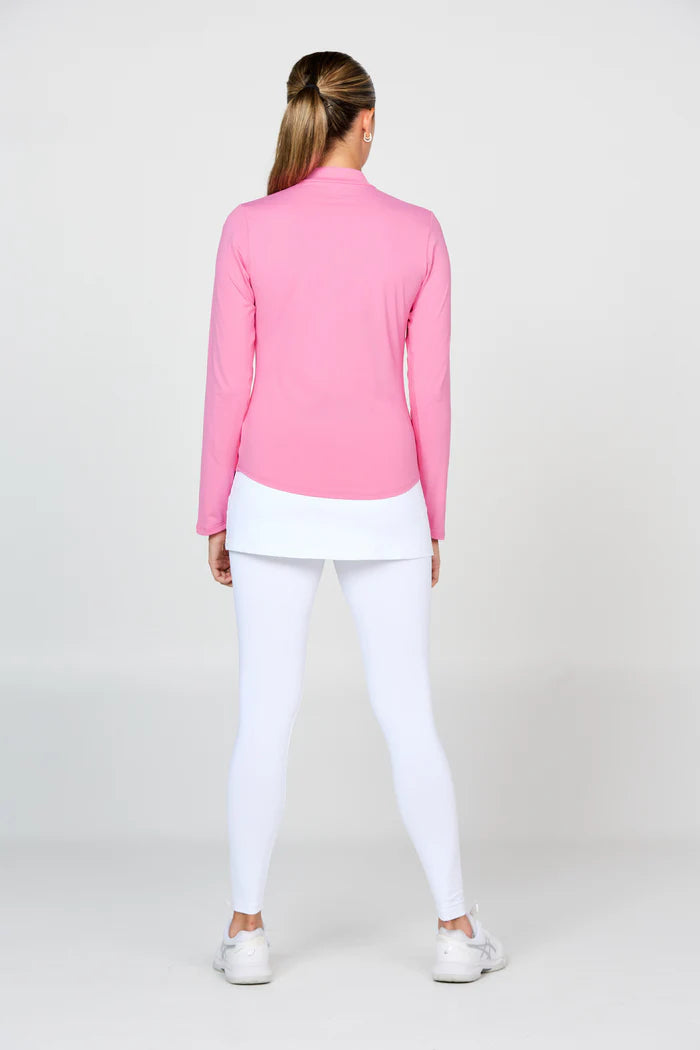 Sofibella Women's Half Zip Long Sleeve - UV Colors (Pink)
