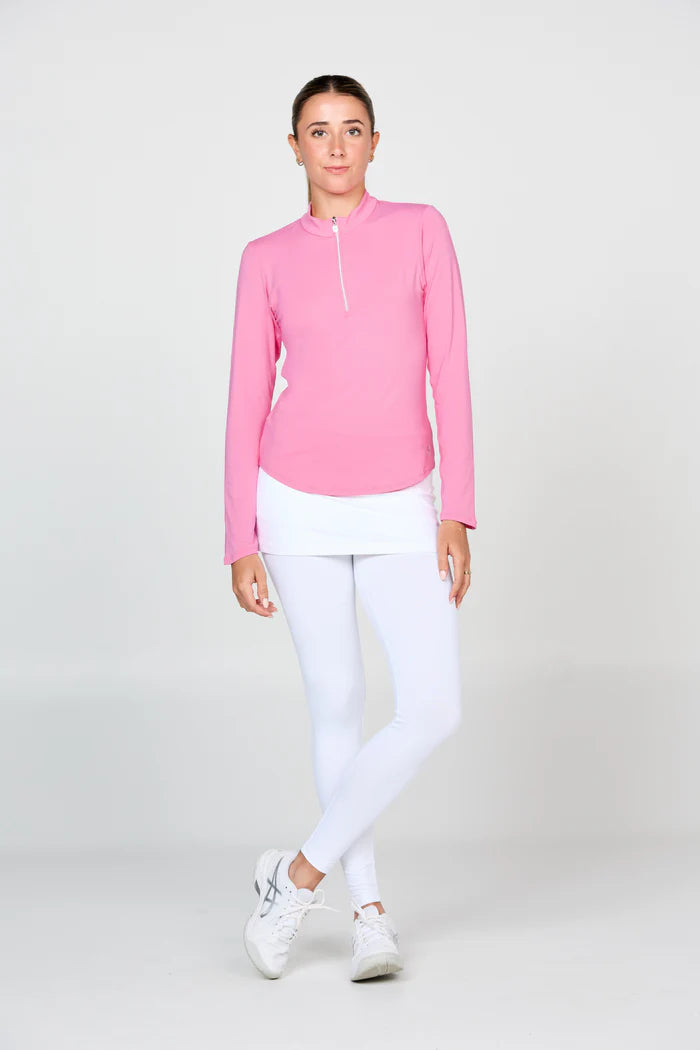 Sofibella Women's Half Zip Long Sleeve - UV Colors (Pink)