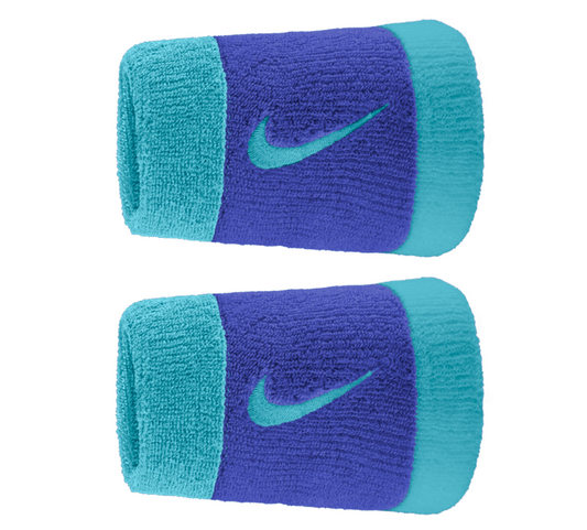 Nike Swoosh Doublewide Wristband 2 Pack - (Blue/Purple)
