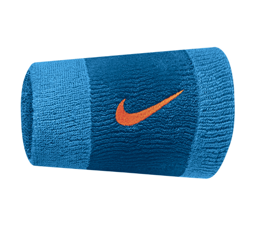 Nike Swoosh Doublewide Wristband 2 Pack - (Blue/Orange)
