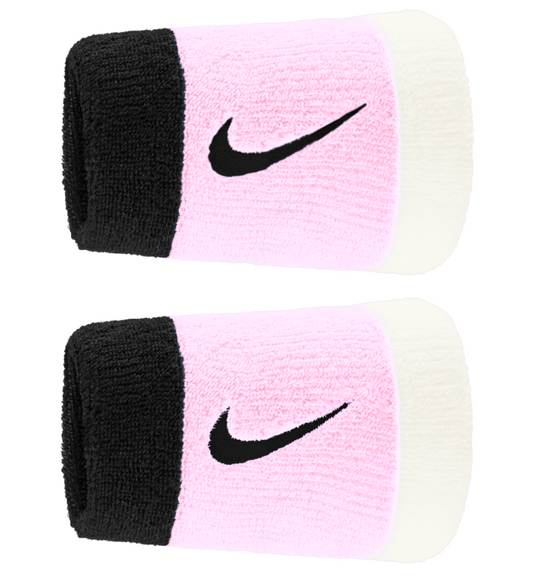 Nike Swoosh Doublewide Wristband 2 Pack - (Pink/Black)