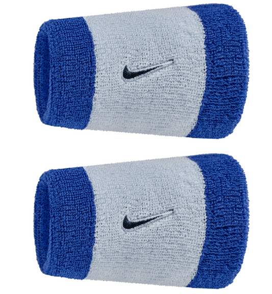 Nike Swoosh Doublewide Wristband 2 Pack - (Blue/White)
