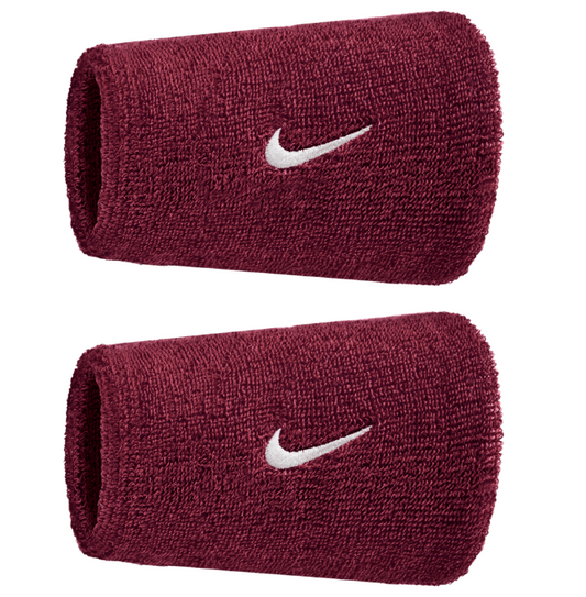 Nike Swoosh Doublewide Wristband 2 Pack - (Burgandy)