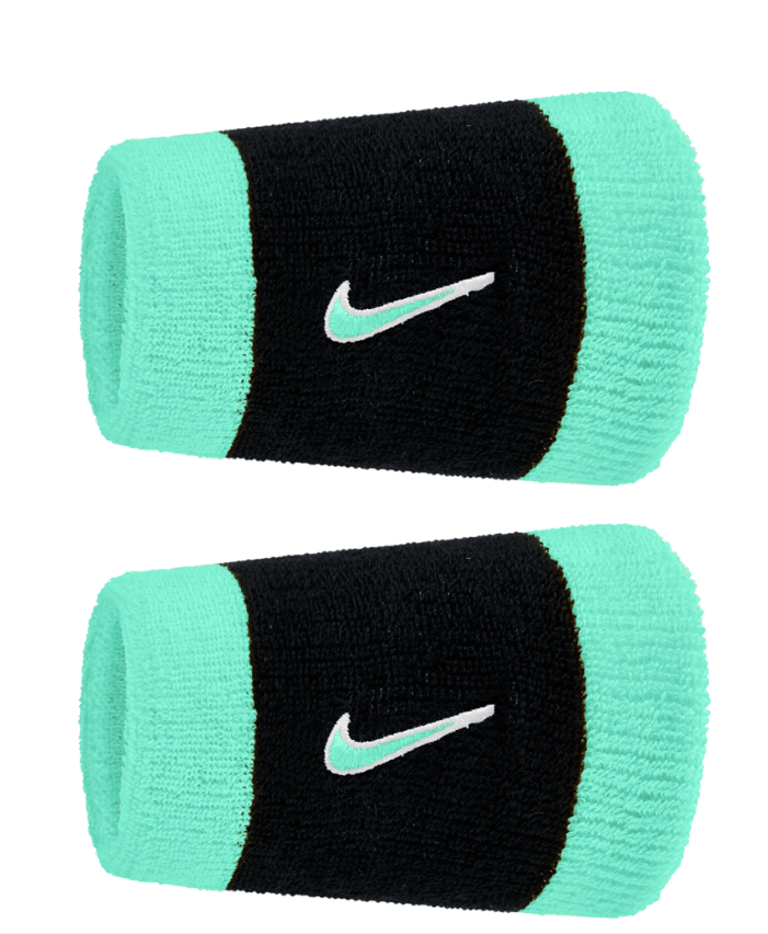 Nike Swoosh Doublewide Wristband 2 Pack - (Mint/Black)