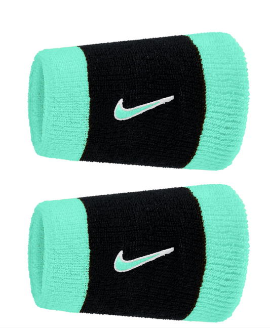 Nike Swoosh Doublewide Wristband 2 Pack - (Mint/Black)