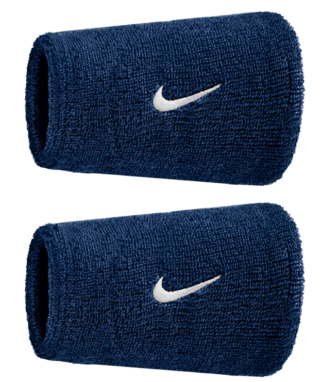 Nike Swoosh Doublewide Wristband 2 Pack - (Navy Blue)