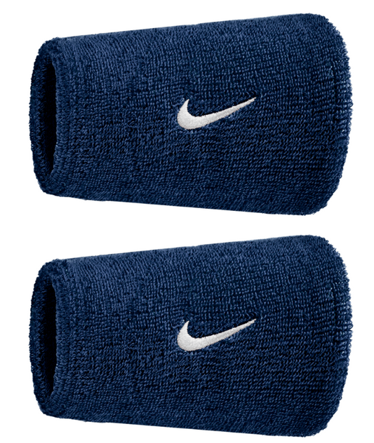 Nike Swoosh Doublewide Wristband 2 Pack - (Navy Blue)