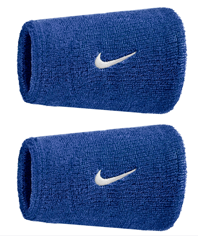 Nike Swoosh Doublewide Wristband 2 Pack - (Blue)