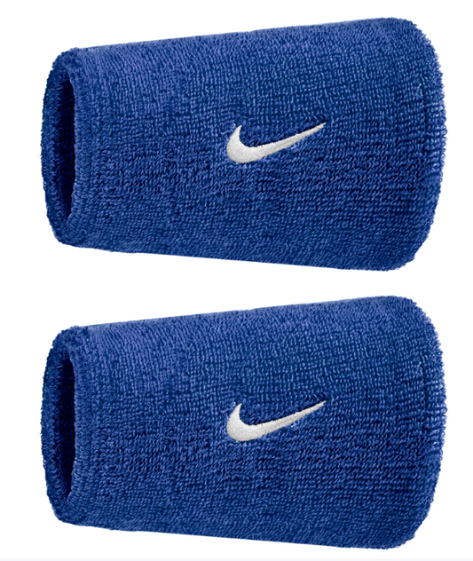 Nike Swoosh Doublewide Wristband 2 Pack - (Blue)