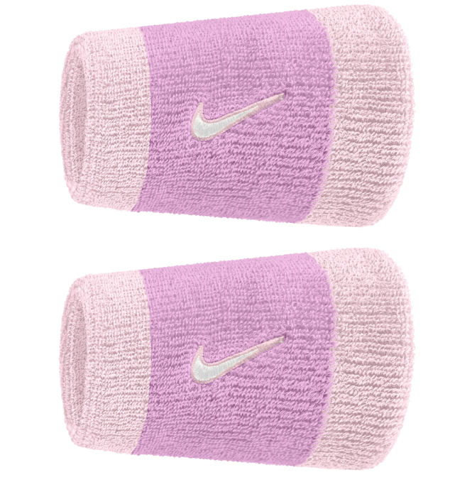 Nike Swoosh Doublewide Wristband 2 Pack - (Pink/Pink)