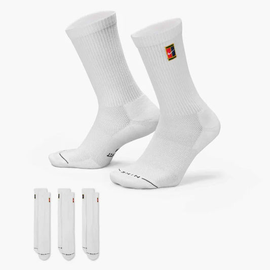 Nike Court Everyday Elevated Crew Socks (3 pack) (White)